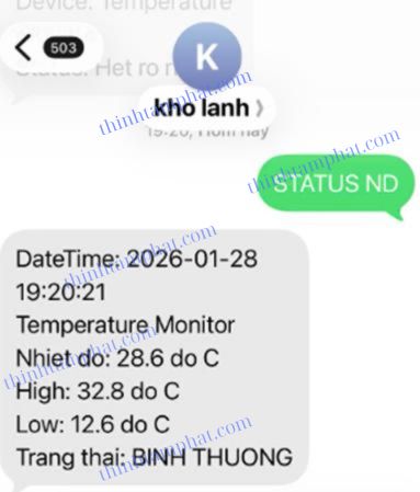 gửi sms cảnh báo nhiệt độ